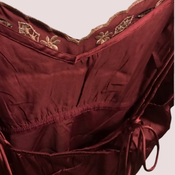 Free People Morning Kiss Embroidered Mini Slip Dress in Dark Red S - Picture 6 of 11